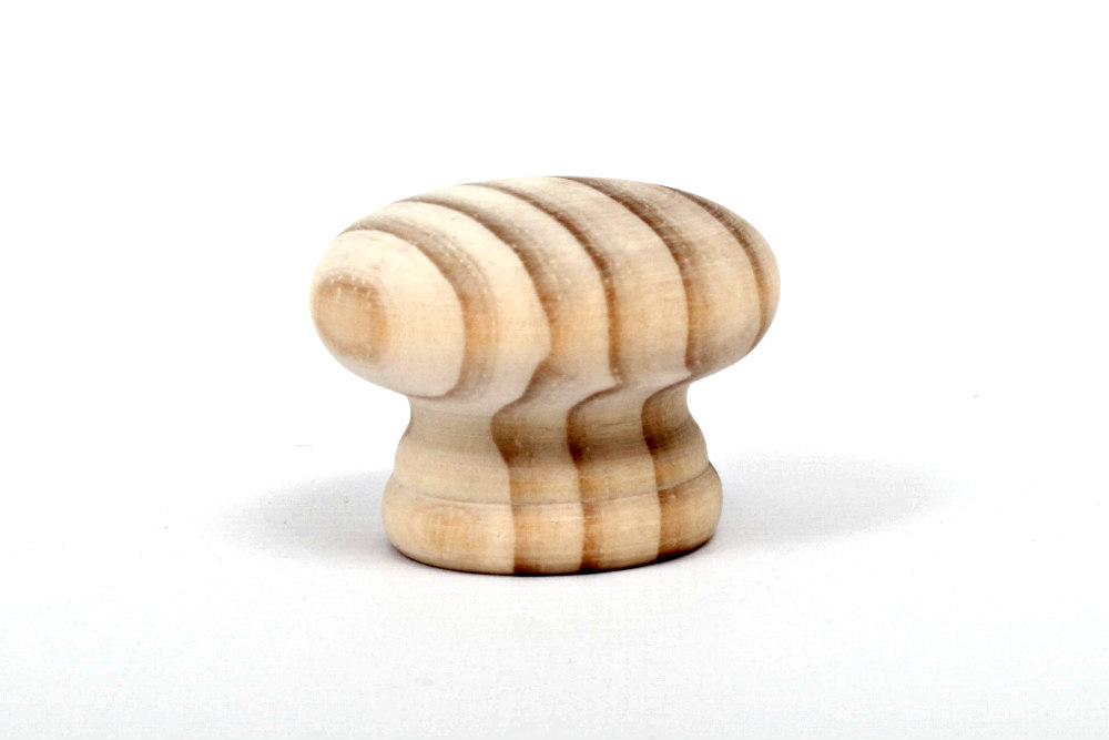 SET OF 4 WOODEN PINE KNOBS WITH METAL INSERTS 48 MM 