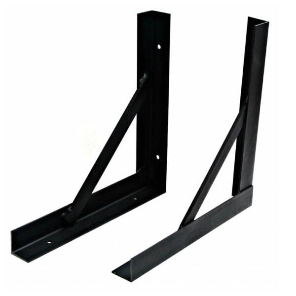 1 Pair Steel Reinforced Gallows Brackets - Plain, Black Powder Coated ...